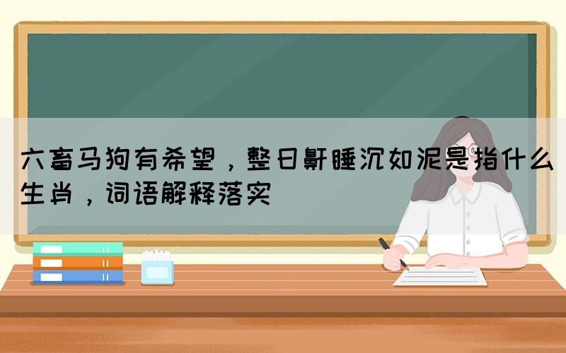 六畜馬狗有希望，整日鼾睡沉如泥是指什么生肖，詞語(yǔ)解釋落實(shí)